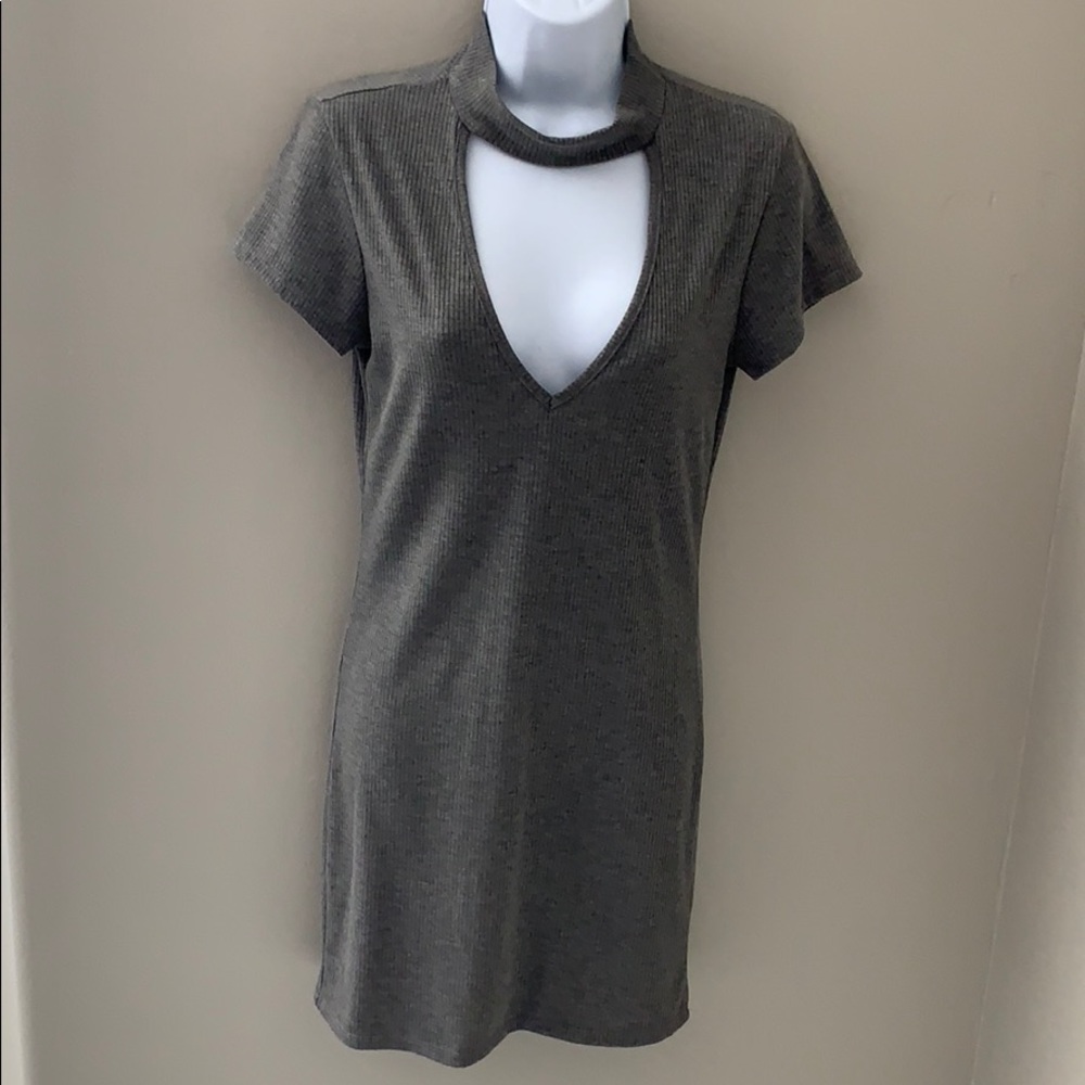 Comfy Grey Choker Dress